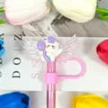 Pink glitter angel wings straw cover cute cartoon dust-proof cap drinkware accessory cute design - Style 14