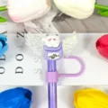Cute angel wings cat straw cover dust-proof cap for reusable straws and drinkware decoration. - Picture 18