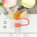 Cute cartoon animal angel wings straw cover with glitter straw for daily drink decoration - Picture 20