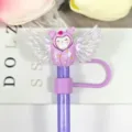 Cute cartoon angel wings straw cover purple silicone dust cap for daily drink accessories - Picture 26