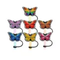 Colorful Butterfly Silicone Straw Cover Set Reusable Drinking Straw Cap Multicolor Variant Style - Butterfly Design