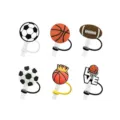 6er Set Sport Silikon Strohhalm Abdeckungen, niedliche wiederverwendbare Trinkhalm Topper. - Stil 1