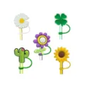 Cute silicone straw covers set, reusable plant straw caps for standard tumbler accessories. - Botanical Style