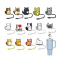 Süße Katzen Strohhalm Abdeckungen für 30oz 40oz Becher, Silikon Wiederverwendbare Kappen. - Katzen-Stil (Stil 3)