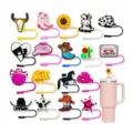 Niedliche Cartoon Silikon Strohhalmabdeckungen Set für Stanley Becher 10mm Staubkappen - Cowboy-Stil (Stil 4)
