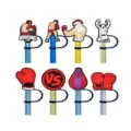 Cartoon boxing silicone straw covers cute tip protectors for cups accessories set - Θέμα Πυγμαχίας