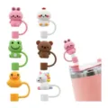 Cute Cartoon Silicone Straw Covers Set Reusable Dustproof Straw Toppers for Tumblers - Style 1