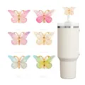Cute butterfly silicone straw cover charm for 10mm tumbler straws, colorful toppers. - Butterfly Design