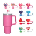 Cute cartoon heart silicone straw covers, 10mm diameter, perfectly fits Stanley tumblers. - Style 1