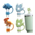 Cute silicone straw covers for Stanley cups with dinosaur and cat paw designs for 10mm straws. - Dinosaur and Cat Paw Style