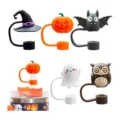 Καπάκια σιλικόνης για καλαμάκια Halloween χαριτωμένα επαναχρησιμοποιούμενα toppers - Στυλ 4