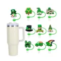 Set καπάκια καλαμακιού σιλικόνης St. Patrick με ποτήρι, επαναχρησιμοποιήσιμα toppers. - Στυλ 5