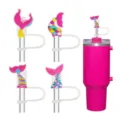 Cute silicone mermaid tail straw cover cap, fits 10mm straws and tumbler cups easily. - Mermaid Tail Shape