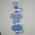 Blaue Silikon Strohhalmabdeckungen mit süßen Schleifen und Diamant-Design für Becher, staubdicht. - Blau