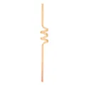 Orange glitter spiral plastic drinking straw detail view, reusable party drink accessory - Orange