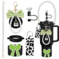 Stanley tumbler accessories set pearl handle strap bow keychain straw topper boot pouch - Picture 6