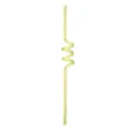 Gold glitter curly plastic drinking straw detail, reusable party hard straw close up view. - Gold