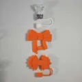 Silikon Strohhalm Abdeckung Set mit süsser Schleife und Diamant Design für Stanley Becher Zubehör. - Orange