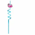 Summer beach theme plastic spiral drinking straw with cute pink flamingo floatie decoration. - Style 1