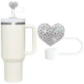 Sparkling rhinestone heart straw cover with insulated tumbler for daily drinks protection. - 10mm Straw Cap (1 Piece) / Style 2