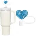 Glitter rhinestone heart straw topper cover for 40oz tumbler, cute silicone dust cap charm. - 10mm Straw Cap (1 Piece) / Style 4