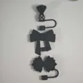 Black silicone straw covers and dust plugs set featuring cute bow and diamond designs for cups. - Black