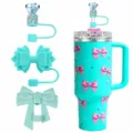 Diamanten rietje topper en schattige strik siliconen stofplug set voorbeker. - 3-delige rietjesdoppenset (Exclusief beker en rietje) / 11