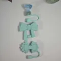 Silicone straw cover set with cute bow and diamond design, dust plug for tumbler cups. - Light Blue Green