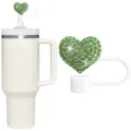 Joli couvercle de paille en silicone avec cœur en strass vert et gobelet assorti. - Couvre-paille 10 mm (1 pièce) / Style 7