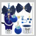 Cute blue Stanley cup accessories set with bow pearl chain plush ball butterfly charms. - Cup and Straw Not Included / Style 7