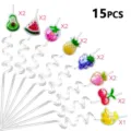 Reusable glitter fruit spiral drinking straws set of 15 for children party supplies. - 15 Brushes
