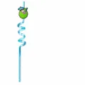 Summer beach theme curly plastic drinking straw with tropical coconut decoration, 27cm. - Style 4