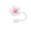 Cute cherry blossom silicone straw cover for daily cups, dust-proof straw plug variant. - Begonia Flower / 10mm / White Pink