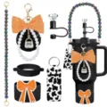 Stanley cup accessory set with pearl beaded strap, bow pom-pom keychain and straw topper - Picture 16