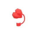 Copertura per cannuccia in silicone a cuore geometrico rosso, topper antipolvere carino. - 10mm / Strass rosso 10 mm