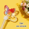 Dettaglio copri-cannuccia farfalla elettroplacata olografica, elegante tappo antipolvere da 10mm. - Modello 4