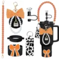 Stanley tumbler accessories set with pearl strap, bow keychain, straw topper and lipstick pouch. - Picture 24
