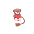 Grazioso orsetto marrone con cuore rosso copertura in silicone per tappo antipolvere. - 10mm / Orso Cuore Marrone 10mm