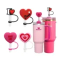 Silicone cute heart straw covers set, 10mm straw toppers for tumbler cup accessories. - Style 4