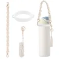 Handmade macrame water bottle strap with silicone ring and net pouch accessories for cups. - Style 17