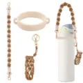Handmade woven water bottle strap set with silicone ring and lip balm holder for cups. - Style 23