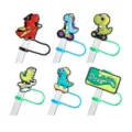 Simpatici copricanna di paglia in silicone dinosauro dei cartoni animati per tazze e bicchieri. - Modello 4