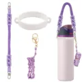 Handmade braided water bottle strap set with silicone ring and mini lipstick pouch. - Style 31