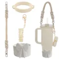 Handmade braided water bottle strap set with silicone bow boot and mini lip balm pouch. - Style 12