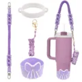 Handcrafted braided tumbler strap set with silicone boot and cute bow detail for daily use. - Style 16