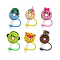Süße Silikon Strohhalmabdeckungen Set, bunte Cartoon Donut Strohhalmtopper Becher. - Stil 9