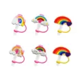 Niedliche Silikon Strohhalmabdeckungen mit bunten Regenbogen und Wolken für Trinkbecher. - Stil 22