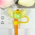 Cute yellow puppy straw cover with sparkling wings, creative cartoon dust-proof straw cap. - Figure 28