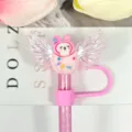 Cute pink angel wings straw cover, sparkly silicone dust plug cap for tumbler cups and daily drinks. - Figure 29