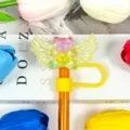 Cute glitter angel bear straw cover with wings and silicone ring for cup decoration. - Picture 31
